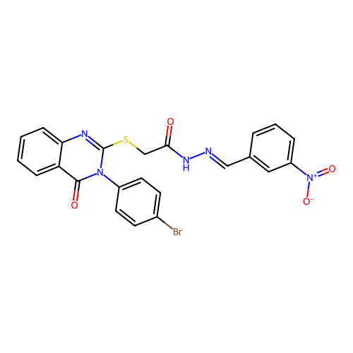 2-{[3-(4-bromophenyl)-4-oxo-3,4-dihydroquinazolin-2-yl]sulfanyl}-N'-[(E)-(3-nitrophenyl)methylidene]acetohydrazide structure