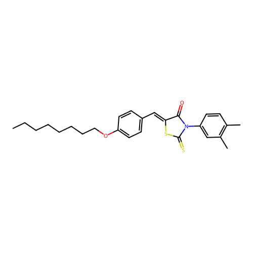 (5Z)-3-(3,4-dimethylphenyl)-5-[4-(octyloxy)benzylidene]-2-thioxo-1,3-thiazolidin-4-one structure