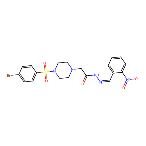 (Z)-2-(4-((4-bromophenyl)sulfonyl)piperazin-1-yl)-N'-(2-nitrobenzylidene)acetohydrazide structure
