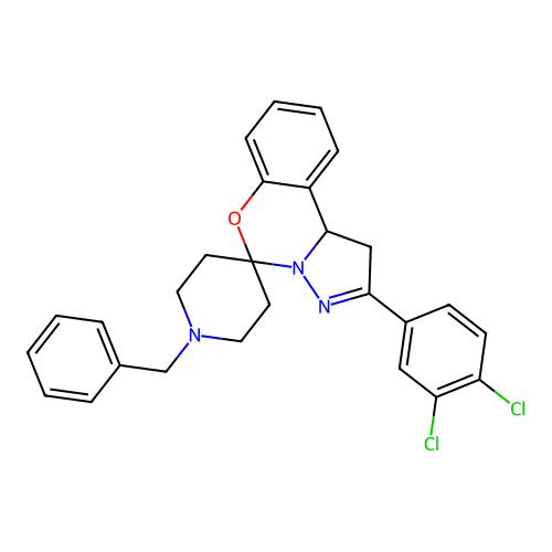 1'-benzyl-2-(3,4-dichlorophenyl)-1,10b-dihydrospiro[benzo[e]pyrazolo[1,5-c][1,3]oxazine-5,4'-piperidine] structure