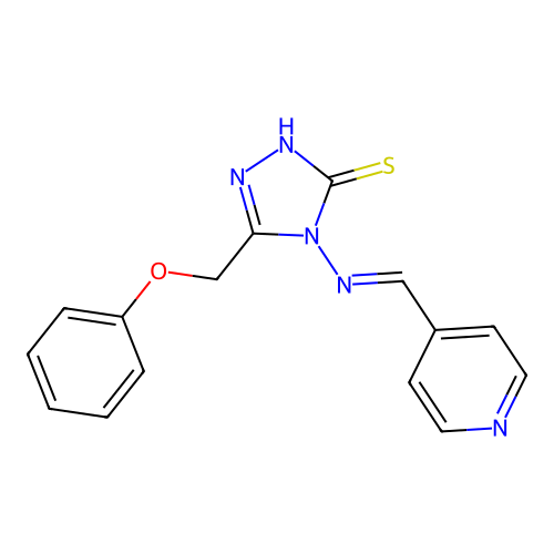 5-(phenoxymethyl)-4-[(4-pyridinylmethylene)amino]-4H-1,2,4-triazole-3-thiol structure