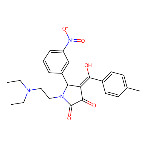 (4E)-1-(2-diethylaminoethyl)-4-[hydroxy-(4-methylphenyl)methylidene]-5-(3-nitrophenyl)pyrrolidine-2,3-dione structure
