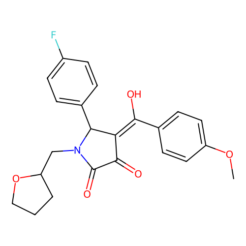 (4E)-5-(4-fluorophenyl)-4-[hydroxy(4-methoxyphenyl)methylidene]-1-(tetrahydrofuran-2-ylmethyl)pyrrolidine-2,3-dione structure