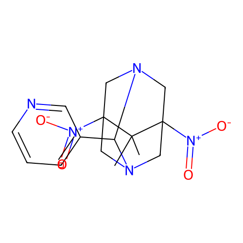 (1R,3S,5s,7s)-6,6-dimethyl-5,7-dinitro-2-(pyridin-3-yl)-1,3-diazaadamantane structure