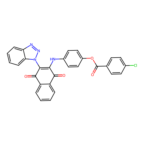 [4-[(3-benzotriazol-1-yl-1,4-dioxo-naphthalen-2-yl)amino]phenyl] 4-chlorobenzoate structure