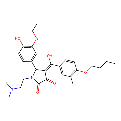 (4E)-4-[(4-butoxy-3-methylphenyl)-hydroxymethylidene]-1-(2-dimethylaminoethyl)-5-(3-ethoxy-4-hydroxyphenyl)pyrrolidine-2,3-dione structure