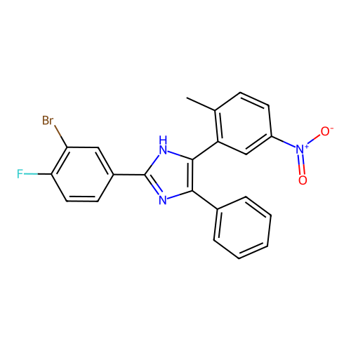 2-(3-bromo-4-fluorophenyl)-5-(2-methyl-5-nitrophenyl)-4-phenyl-1H-imidazole structure