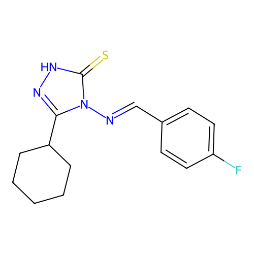 3-cyclohexyl-4-[(E)-(4-fluorophenyl)methylideneamino]-1H-1,2,4-triazole-5-thione structure