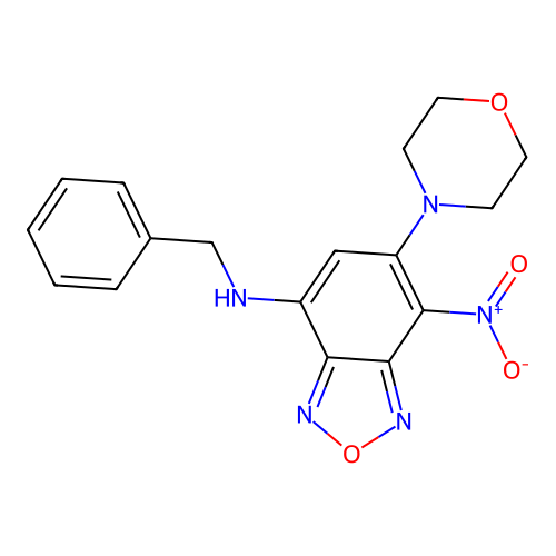 N-benzyl-6-(morpholin-4-yl)-7-nitro-2,1,3-benzoxadiazol-4-amine structure