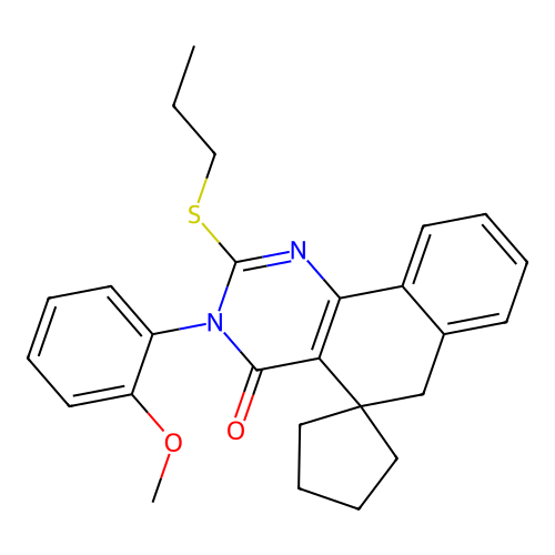 3-(2-methoxyphenyl)-2-propylsulfanylspiro[6H-benzo[h]quinazoline-5,1'-cyclopentane]-4-one structure