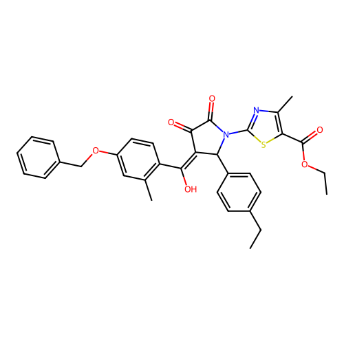 Ethyl 2-(3-(4-(benzyloxy)-2-methylbenzoyl)-2-(4-ethylphenyl)-4-hydroxy-5-oxo-2,5-dihydro-1H-pyrrol-1-yl)-4-methylthiazole-5-carboxylate structure