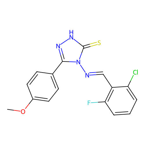(E)-4-((2-chloro-6-fluorobenzylidene)amino)-5-(4-methoxyphenyl)-4H-1,2,4-triazole-3-thiol structure