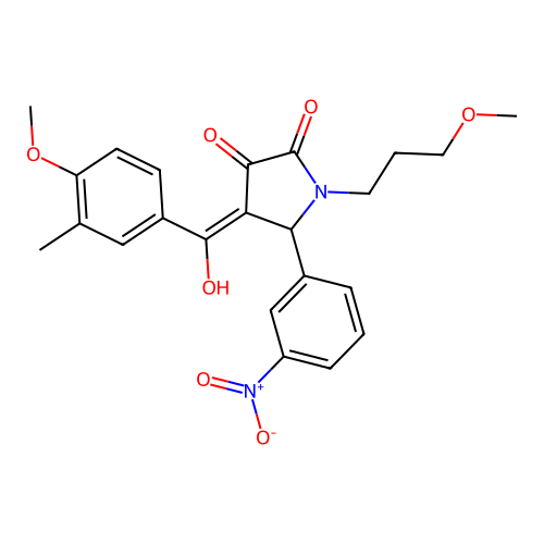 (4E)-4-[hydroxy(4-methoxy-3-methylphenyl)methylidene]-1-(3-methoxypropyl)-5-(3-nitrophenyl)pyrrolidine-2,3-dione structure