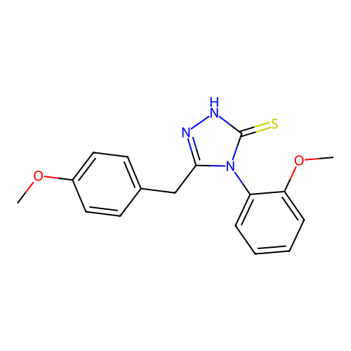 5-(4-methoxybenzyl)-4-(2-methoxyphenyl)-2,4-dihydro-3H-1,2,4-triazole-3-thione structure