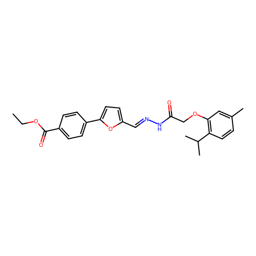 ethyl 4-{5-[(E)-(2-{[5-methyl-2-(propan-2-yl)phenoxy]acetyl}hydrazinylidene)methyl]furan-2-yl}benzoate structure