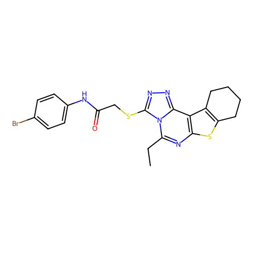 N-(4-bromophenyl)-2-((5-ethyl-8,9,10,11-tetrahydrobenzo[4,5]thieno[3,2-e][1,2,4]triazolo[4,3-c]pyrimidin-3-yl)thio)acetamide structure