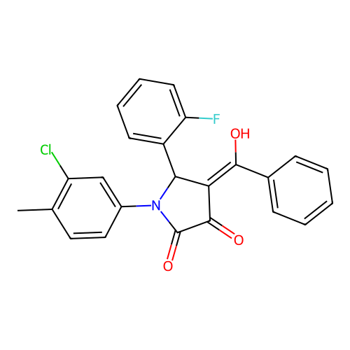 (4E)-1-(3-chloro-4-methylphenyl)-5-(2-fluorophenyl)-4-[hydroxy(phenyl)methylidene]pyrrolidine-2,3-dione structure