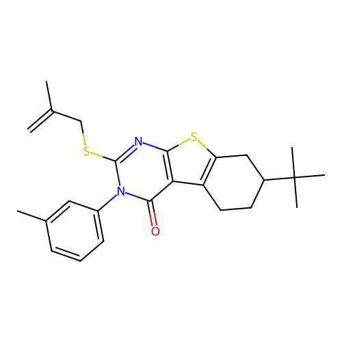 7-(tert-butyl)-2-((2-methylallyl)thio)-3-(m-tolyl)-5,6,7,8-tetrahydrobenzo[4,5]thieno[2,3-d]pyrimidin-4(3H)-one structure