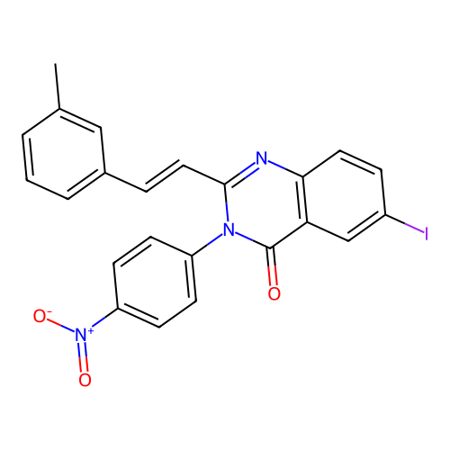 6-iodo-2-[(E)-2-(3-methylphenyl)ethenyl]-3-(4-nitrophenyl)quinazolin-4(3H)-one structure