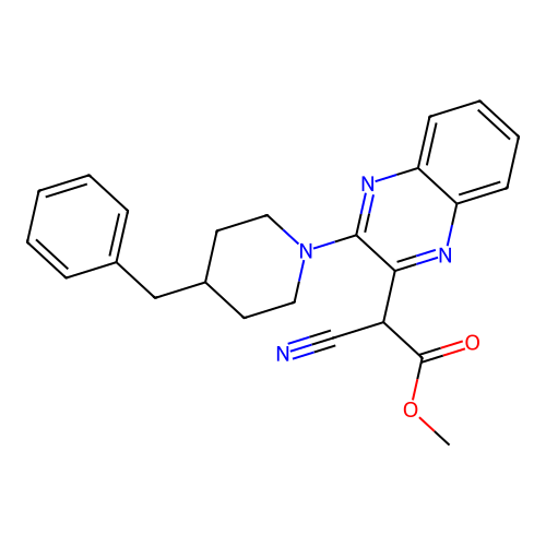Methyl [3-(4-benzylpiperidin-1-yl)quinoxalin-2-yl](cyano)acetate structure