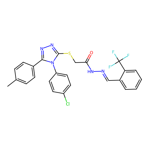 2-{[4-(4-chlorophenyl)-5-(4-methylphenyl)-4H-1,2,4-triazol-3-yl]sulfanyl}-N'-{(E)-[2-(trifluoromethyl)phenyl]methylidene}acetohydrazide structure