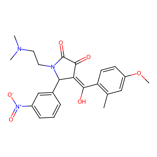 (4E)-1-(2-dimethylaminoethyl)-4-[hydroxy-(4-methoxy-2-methylphenyl)methylidene]-5-(3-nitrophenyl)pyrrolidine-2,3-dione structure