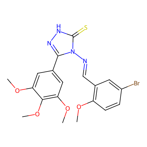 (E)-4-((5-bromo-2-methoxybenzylidene)amino)-5-(3,4,5-trimethoxyphenyl)-4H-1,2,4-triazole-3-thiol structure