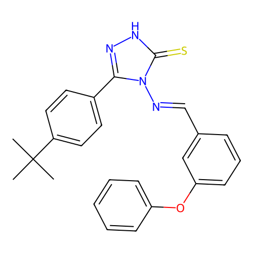 (E)-5-(4-(tert-butyl)phenyl)-4-((3-phenoxybenzylidene)amino)-4H-1,2,4-triazole-3-thiol structure