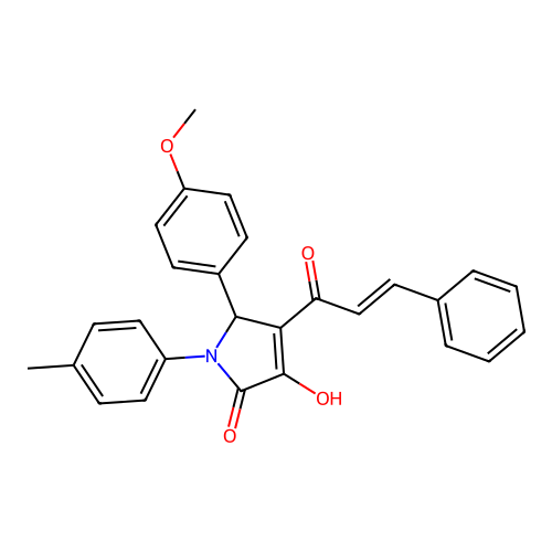 4-cinnamoyl-3-hydroxy-5-(4-methoxyphenyl)-1-(4-methylphenyl)-1,5-dihydro-2H-pyrrol-2-one structure
