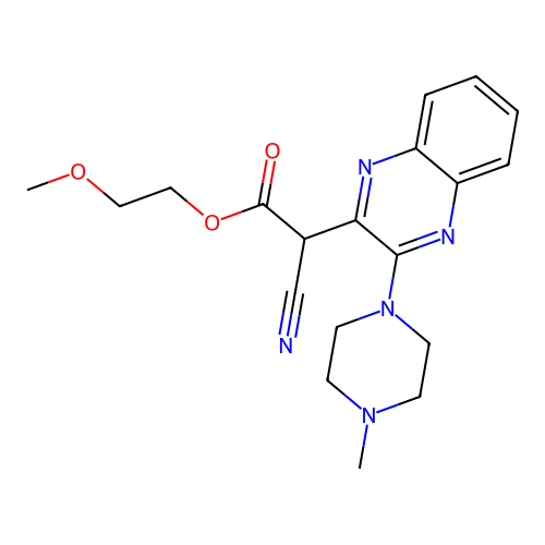 2-Methoxyethyl cyano[3-(4-methylpiperazin-1-yl)quinoxalin-2-yl]acetate structure