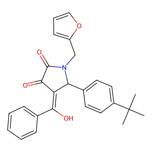 (4E)-5-(4-tert-butylphenyl)-1-(furan-2-ylmethyl)-4-[hydroxy(phenyl)methylidene]pyrrolidine-2,3-dione structure
