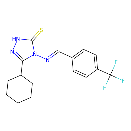 5-cyclohexyl-4-{[4-(trifluoromethyl)benzylidene]amino}-4H-1,2,4-triazole-3-thiol structure