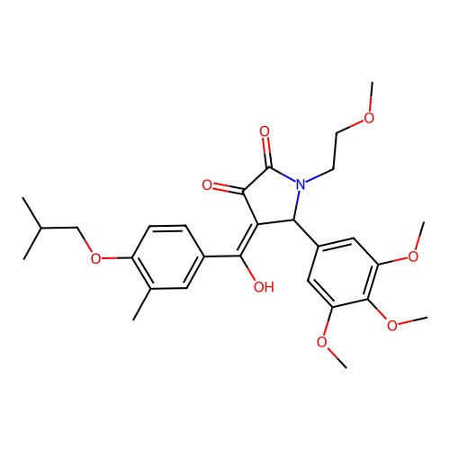 (4E)-4-[hydroxy-[3-methyl-4-(2-methylpropoxy)phenyl]methylidene]-1-(2-methoxyethyl)-5-(3,4,5-trimethoxyphenyl)pyrrolidine-2,3-dione structure