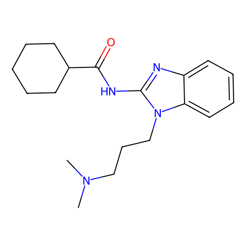 N-[1-[3-(dimethylamino)propyl]benzimidazol-2-yl]cyclohexanecarboxamide structure