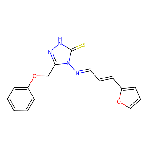 4-[(E)-[(E)-3-(furan-2-yl)prop-2-enylidene]amino]-3-(phenoxymethyl)-1H-1,2,4-triazole-5-thione structure