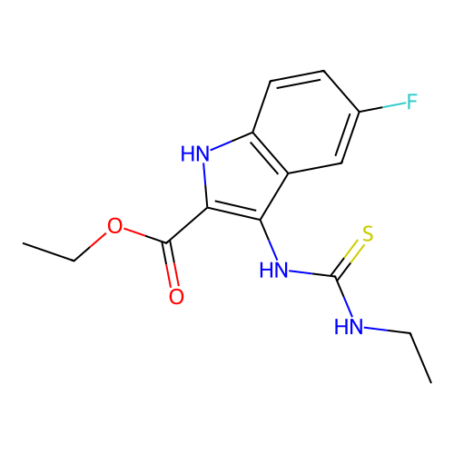 ethyl 3-[(ethylcarbamothioyl)amino]-5-fluoro-1H-indole-2-carboxylate structure