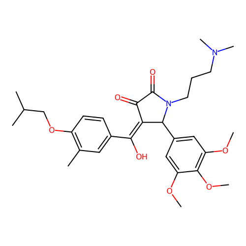 (4E)-1-[3-(dimethylamino)propyl]-4-[hydroxy-[3-methyl-4-(2-methylpropoxy)phenyl]methylidene]-5-(3,4,5-trimethoxyphenyl)pyrrolidine-2,3-dione structure