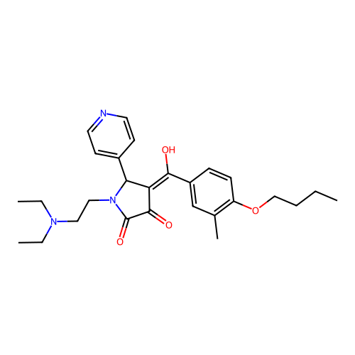 (4E)-4-[(4-butoxy-3-methylphenyl)-hydroxymethylidene]-1-(2-diethylaminoethyl)-5-pyridin-4-ylpyrrolidine-2,3-dione structure
