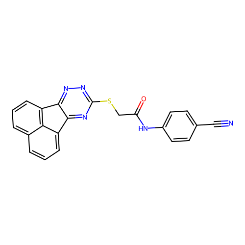 2-(acenaphtho[1,2-e][1,2,4]triazin-9-ylthio)-N-(4-cyanophenyl)acetamide structure
