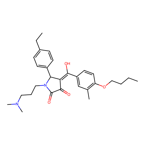 (4E)-4-[(4-butoxy-3-methylphenyl)-hydroxymethylidene]-1-[3-(dimethylamino)propyl]-5-(4-ethylphenyl)pyrrolidine-2,3-dione structure