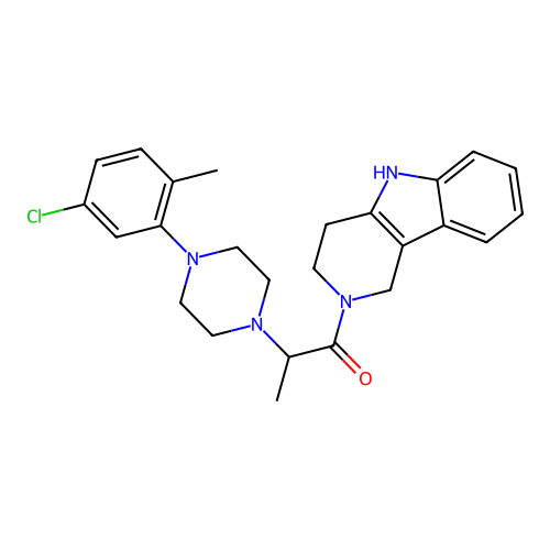 2-(4-(5-chloro-2-methylphenyl)piperazin-1-yl)-1-(3,4-dihydro-1H-pyrido[4,3-b]indol-2(5H)-yl)propan-1-one structure