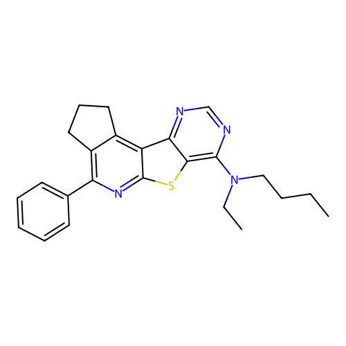 N-butyl-N-ethyl-4-phenyl-2,3-dihydro-1H-cyclopenta[4',5']pyrido[3',2':4,5]thieno[3,2-d]pyrimidin-7-amine structure