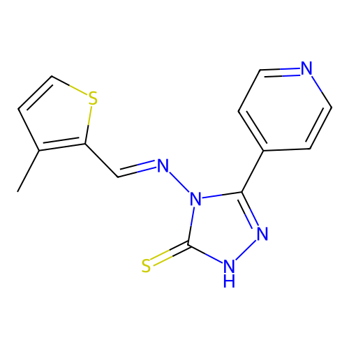 4-[(E)-(3-methylthiophen-2-yl)methylideneamino]-3-pyridin-4-yl-1H-1,2,4-triazole-5-thione structure