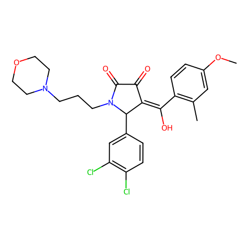 (4E)-5-(3,4-dichlorophenyl)-4-[hydroxy-(4-methoxy-2-methylphenyl)methylidene]-1-(3-morpholin-4-ylpropyl)pyrrolidine-2,3-dione structure