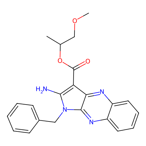 1-methoxypropan-2-yl 2-amino-1-benzyl-1H-pyrrolo[2,3-b]quinoxaline-3-carboxylate structure