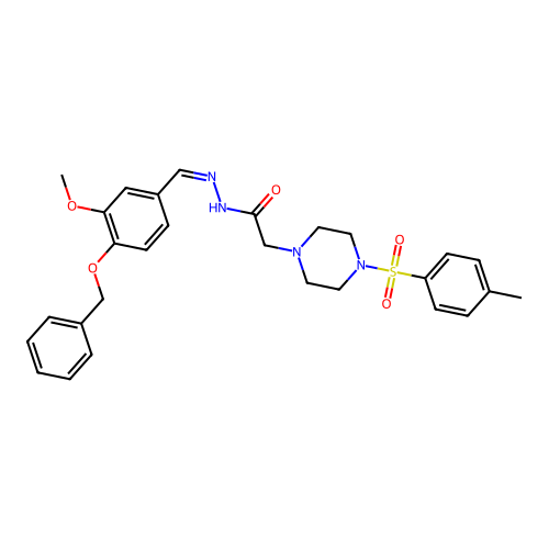 N'-{(Z)-[4-(benzyloxy)-3-methoxyphenyl]methylidene}-2-{4-[(4-methylphenyl)sulfonyl]piperazin-1-yl}acetohydrazide structure