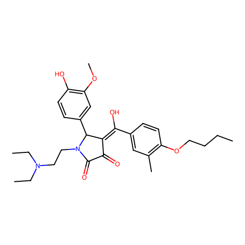 (4E)-4-[(4-butoxy-3-methylphenyl)-hydroxymethylidene]-1-(2-diethylaminoethyl)-5-(4-hydroxy-3-methoxyphenyl)pyrrolidine-2,3-dione structure