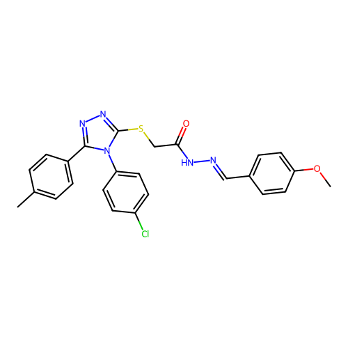 2-{[4-(4-chlorophenyl)-5-(4-methylphenyl)-4H-1,2,4-triazol-3-yl]sulfanyl}-N'-[(E)-(4-methoxyphenyl)methylidene]acetohydrazide structure