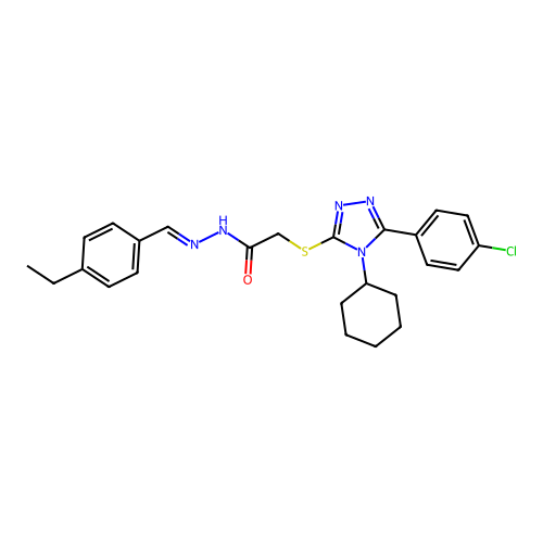 2-{[5-(4-chlorophenyl)-4-cyclohexyl-4H-1,2,4-triazol-3-yl]sulfanyl}-N'-[(E)-(4-ethylphenyl)methylidene]acetohydrazide structure