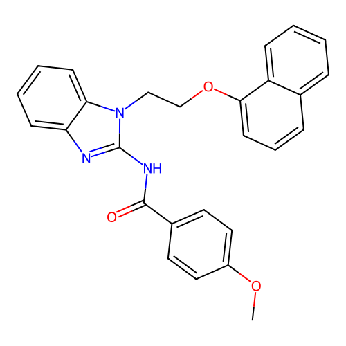 4-methoxy-N-{1-[2-(naphthalen-1-yloxy)ethyl]-1H-benzimidazol-2-yl}benzamide structure